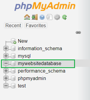 phpMyAdmin Dashboard