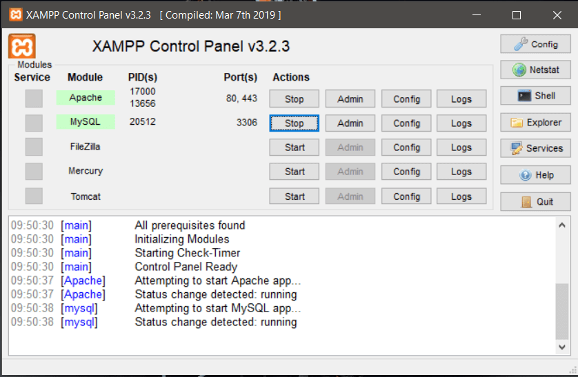 XAMPPP Control Panel